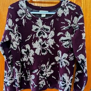 Cynthia Rowley sweater, small, maroon flower pattern